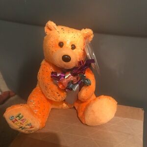 Orange TY Birthday Teddy Bear with Gift